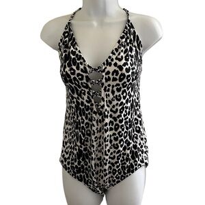 VS WHITE LEOPARD STRAPPY ONE PIECE SWIMSUIT XL